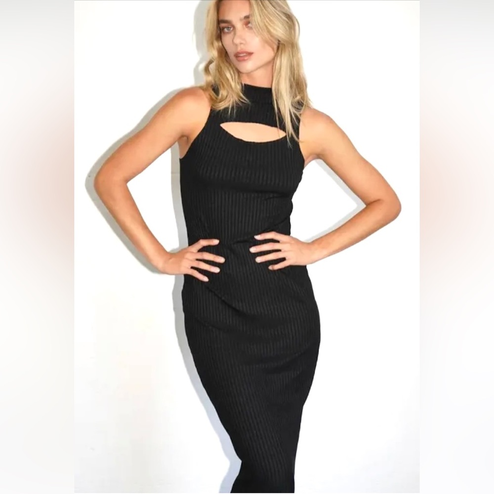 LNA Lir Rib Black Dress - Picture 2 of 5